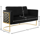 Meridian Casa Black Velvet Loveseat IMAGE 7