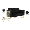 Meridian Casa Black Velvet Loveseat IMAGE 8