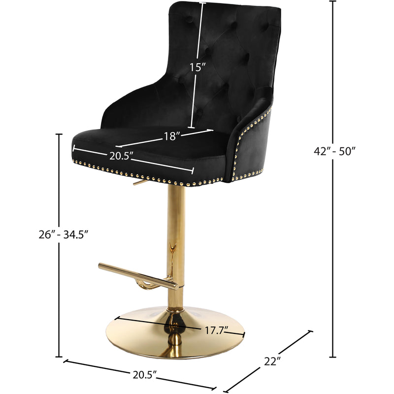 Meridian Claude Black Velvet Adjustable Stool IMAGE 7