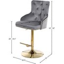 Meridian Claude Grey Velvet Adjustable Stool IMAGE 7