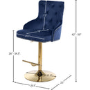 Meridian Claude Navy Velvet Adjustable Stool IMAGE 7