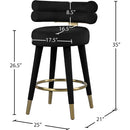 Meridian Fitzroy Black Velvet Counter Stool IMAGE 8