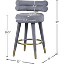 Meridian Fitzroy Grey Velvet Counter Stool IMAGE 8