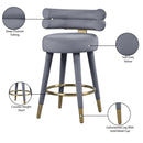 Meridian Fitzroy Grey Velvet Counter Stool IMAGE 9