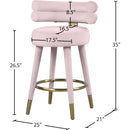 Meridian Fitzroy Pink Velvet Counter Stool IMAGE 8