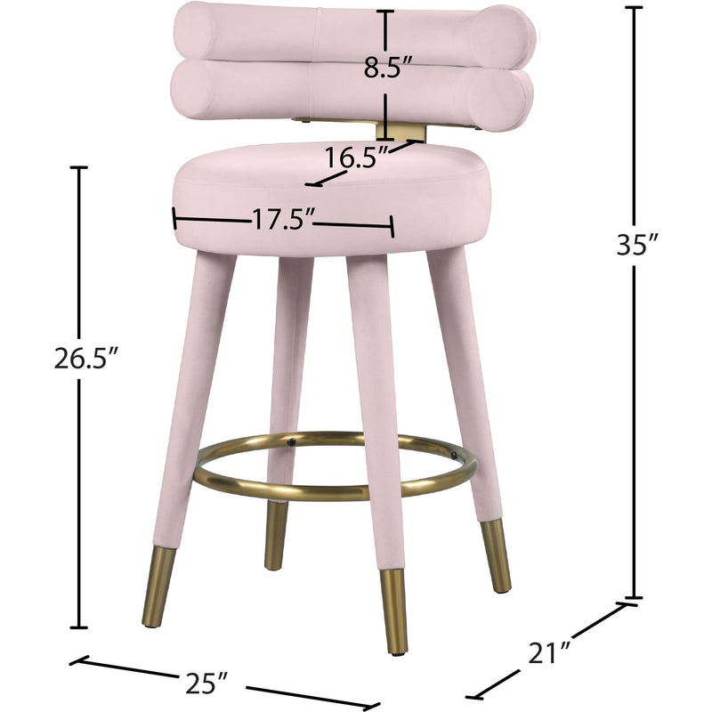 Meridian Fitzroy Pink Velvet Counter Stool IMAGE 8