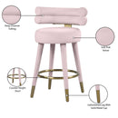 Meridian Fitzroy Pink Velvet Counter Stool IMAGE 9