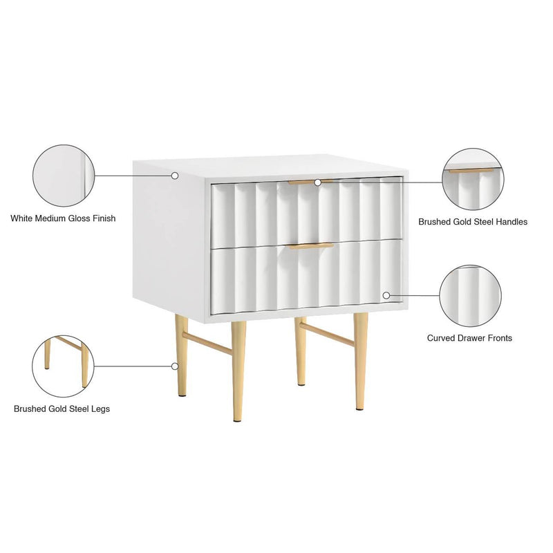 Meridian Modernist White Gloss Night Stand IMAGE 11