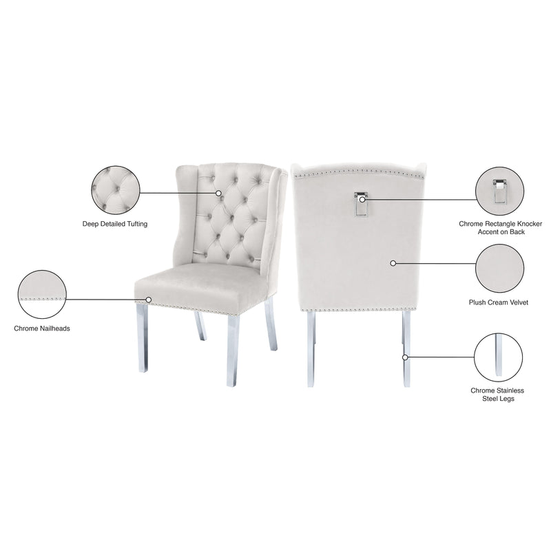 Meridian Suri Cream Velvet Dining Chair IMAGE 6