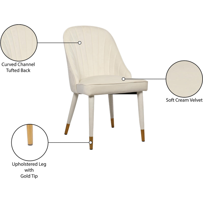 Meridian Belle Cream Velvet Dining Chair IMAGE 7