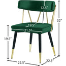 Meridian Rheingold Green Velvet Dining Chair IMAGE 7