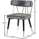 Meridian Rheingold Grey Velvet Dining Chair IMAGE 7