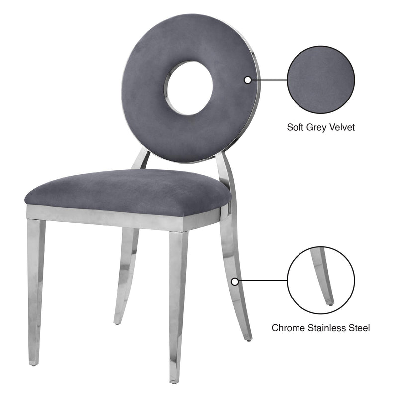 Meridian Carousel Grey Velvet Dining Chair IMAGE 8