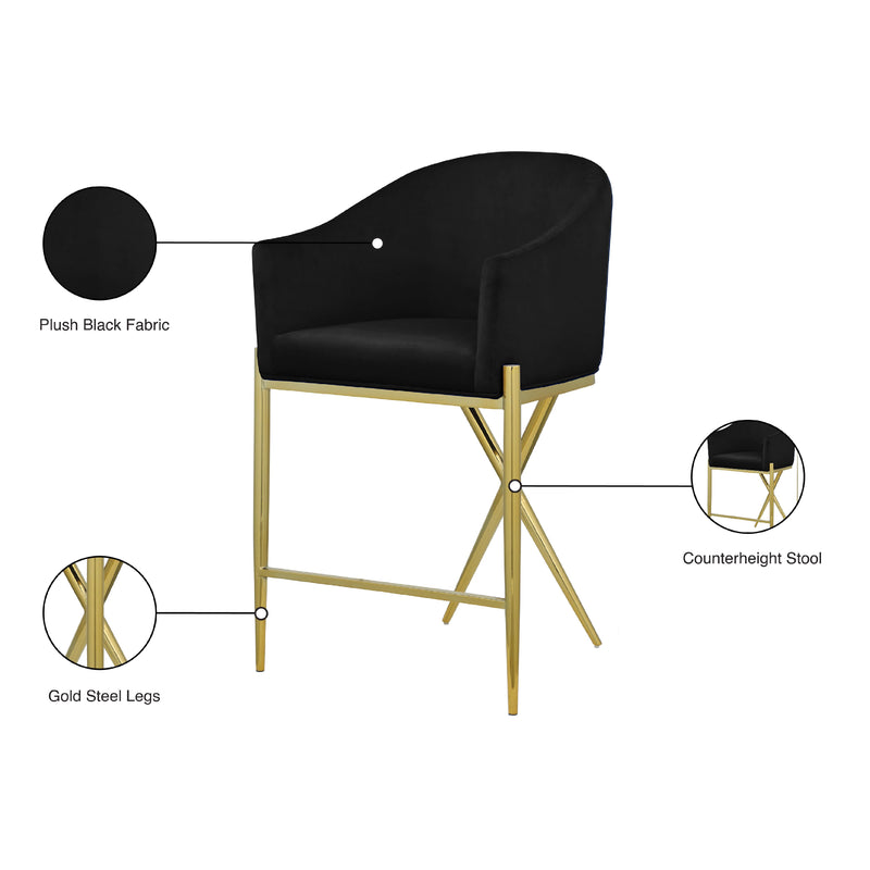 Meridian Xavier Black Velvet Counter Stool IMAGE 8