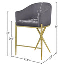 Meridian Xavier Grey Velvet Counter Stool IMAGE 7