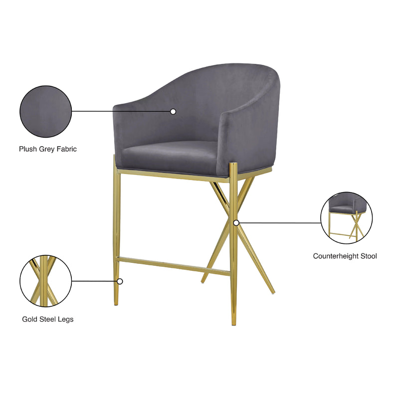 Meridian Xavier Grey Velvet Counter Stool IMAGE 8