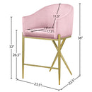 Meridian Xavier Pink Velvet Counter Stool IMAGE 7