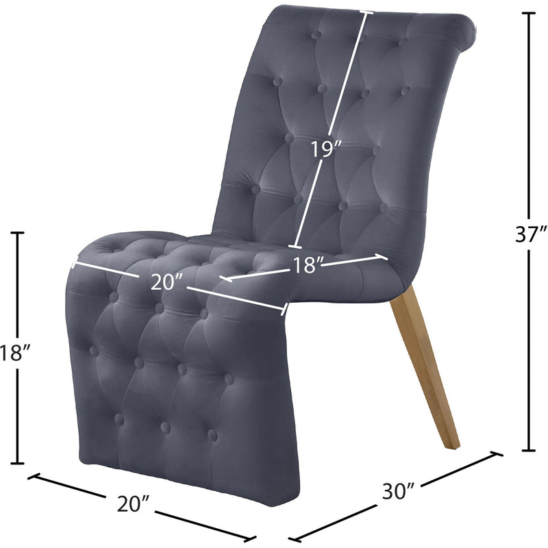 Meridian Curve Grey Velvet Dining Chair IMAGE 7