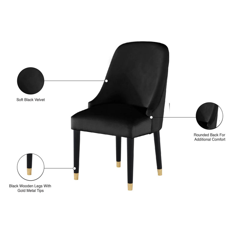 Meridian Omni Black Velvet Dining Chair IMAGE 8
