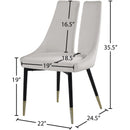 Meridian Sleek Cream Velvet Dining Chair IMAGE 7