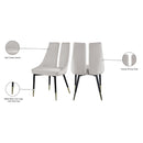 Meridian Sleek Cream Velvet Dining Chair IMAGE 8