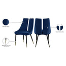 Meridian Sleek Navy Velvet Dining Chair IMAGE 8