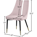 Meridian Sleek Pink Velvet Dining Chair IMAGE 7