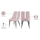 Meridian Sleek Pink Velvet Dining Chair IMAGE 8