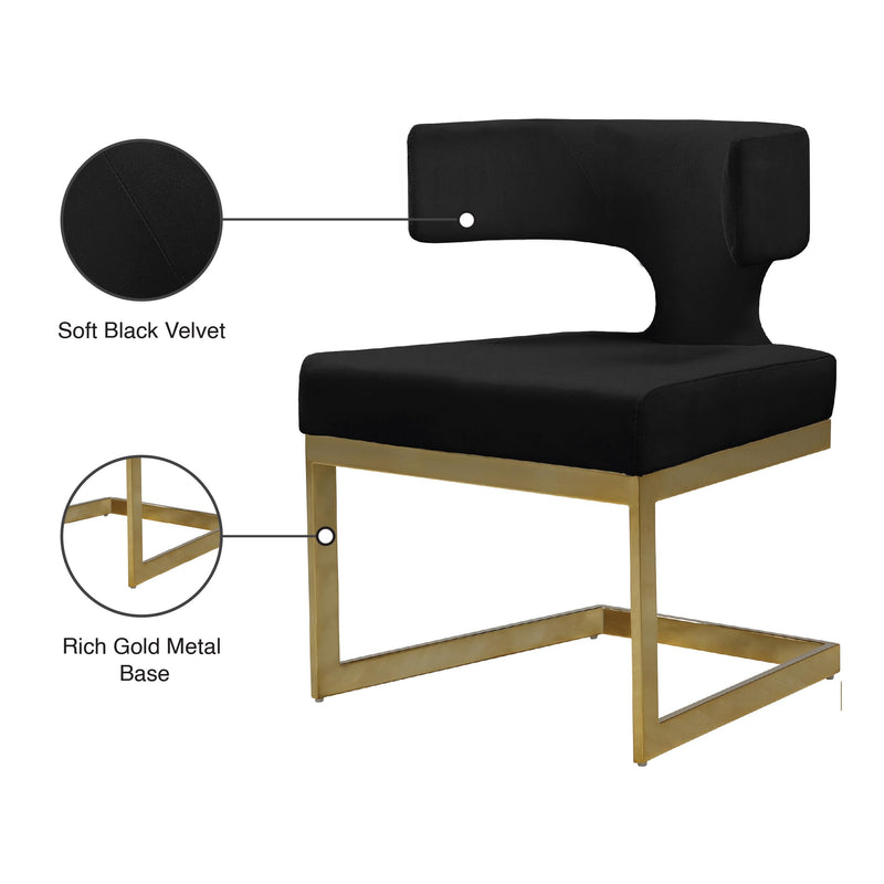 Meridian Alexandra Black Velvet Dining Chair IMAGE 8