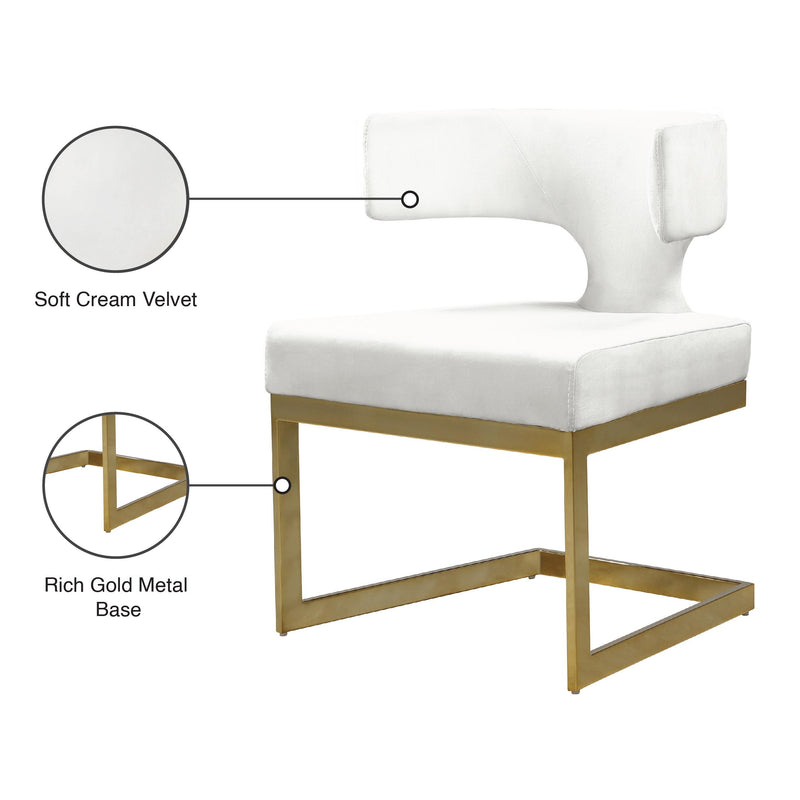 Meridian Alexandra Cream Velvet Dining Chair IMAGE 8