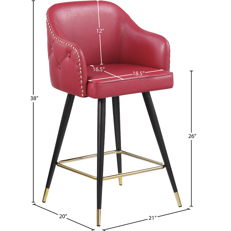 Meridian Barbosa Red Vegan Leather Counter/Bar Stool IMAGE 8