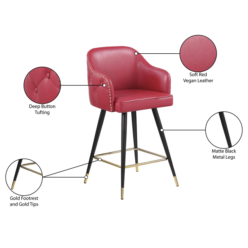 Meridian Barbosa Red Vegan Leather Counter/Bar Stool IMAGE 9