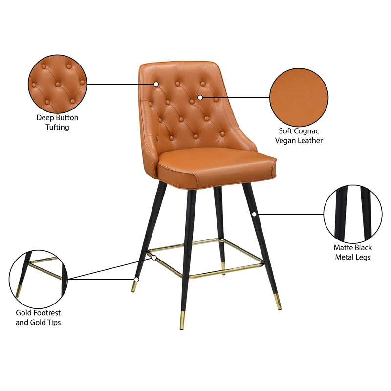 Meridian Portnoy Cognac Vegan Leather Counter/Bar Stool IMAGE 9