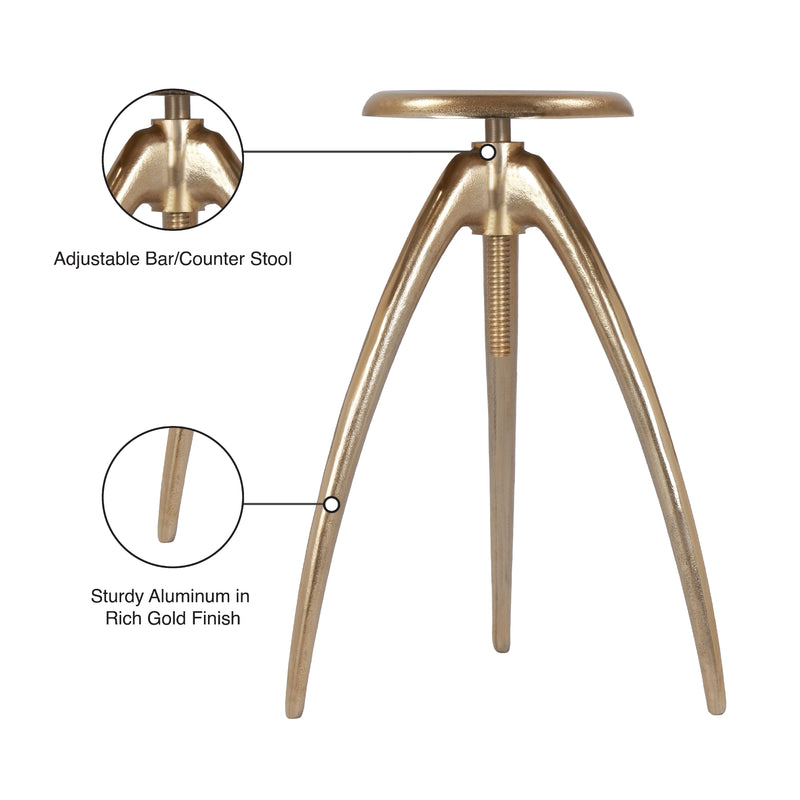 Meridian Clara Gold Aluminum Counter/Bar Stool IMAGE 8