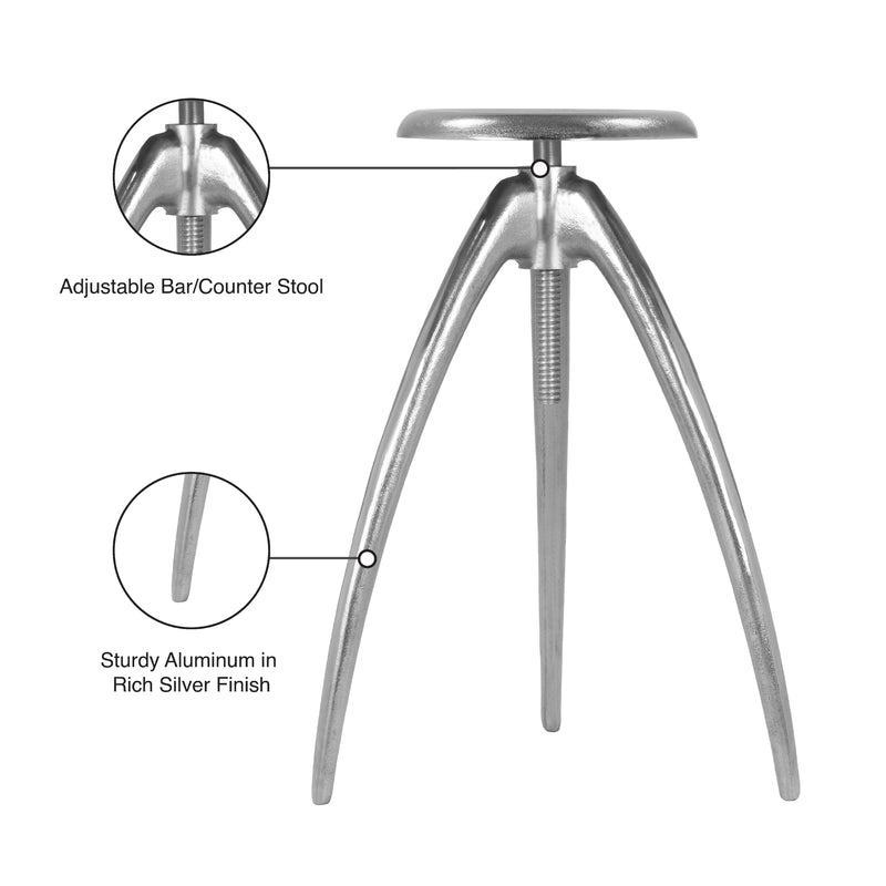 Meridian Clara Silver Aluminum Counter/Bar Stool IMAGE 8