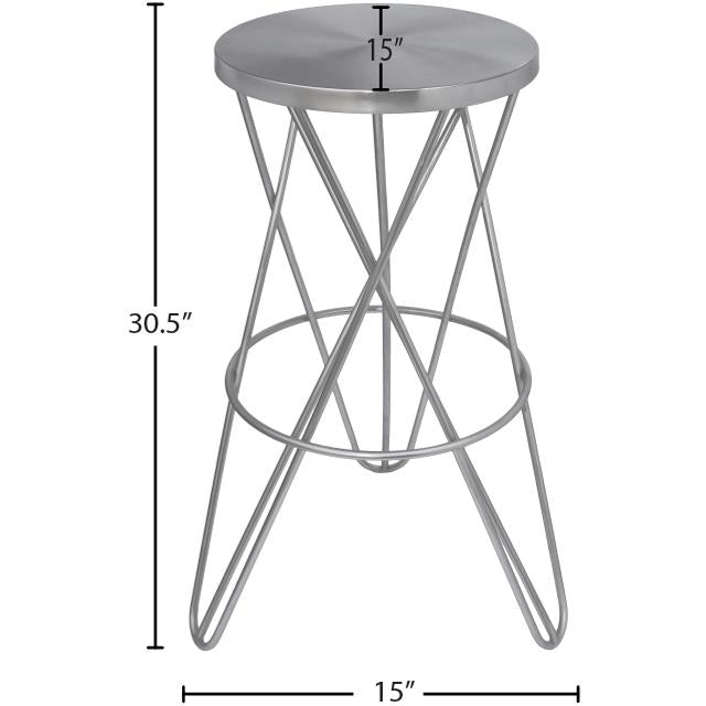 Meridian Mercury Silver Iron Bar Stool IMAGE 6