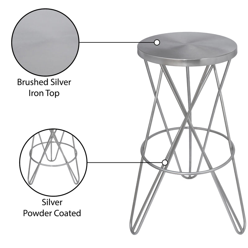 Meridian Mercury Silver Iron Bar Stool IMAGE 7