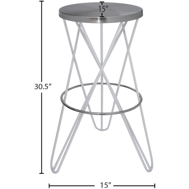 Meridian Mercury White Iron Bar Stool IMAGE 6