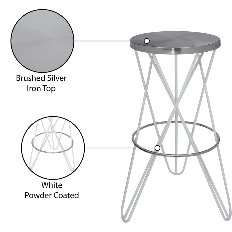 Meridian Mercury White Iron Bar Stool IMAGE 7