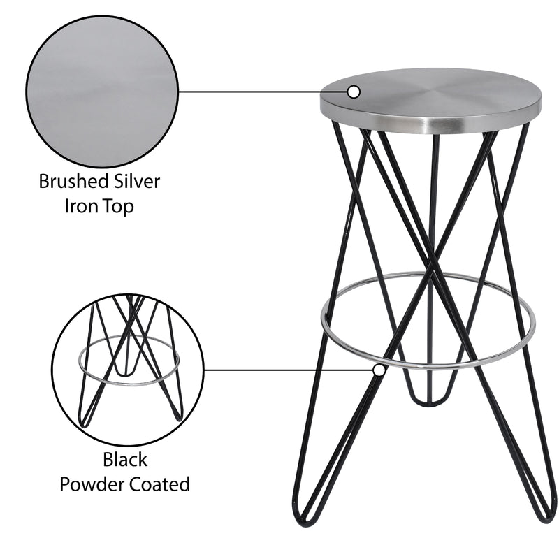 Meridian Mercury Black Iron Bar Stool IMAGE 7