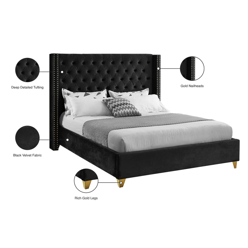 Meridian Barolo Black Velvet Queen Bed IMAGE 9
