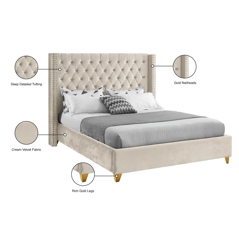 Meridian Barolo Cream Velvet Full Bed IMAGE 9