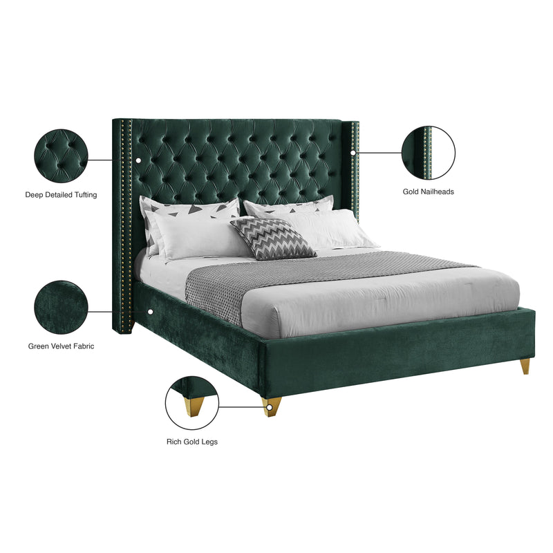 Meridian Barolo Green Velvet King Bed IMAGE 9