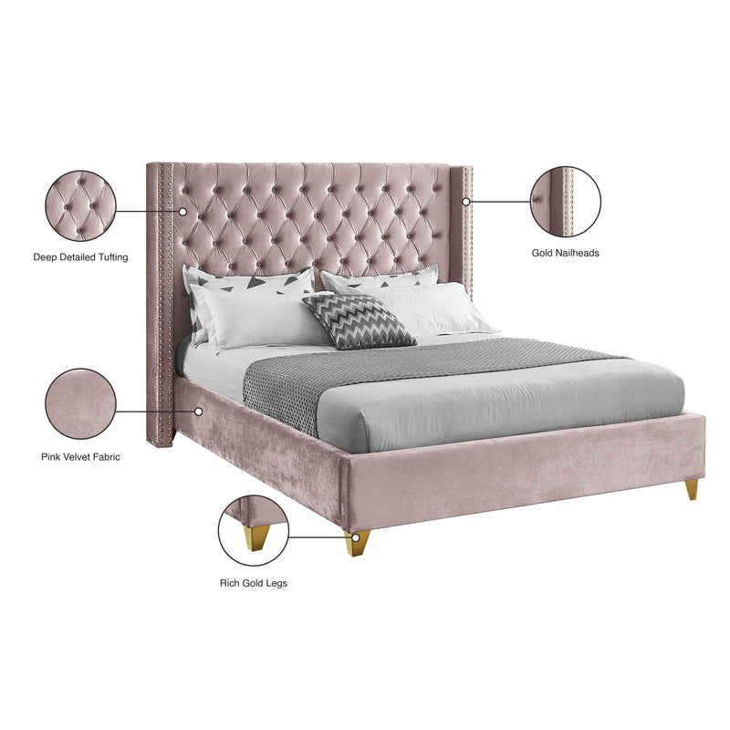 Meridian Barolo Pink Velvet King Bed IMAGE 9