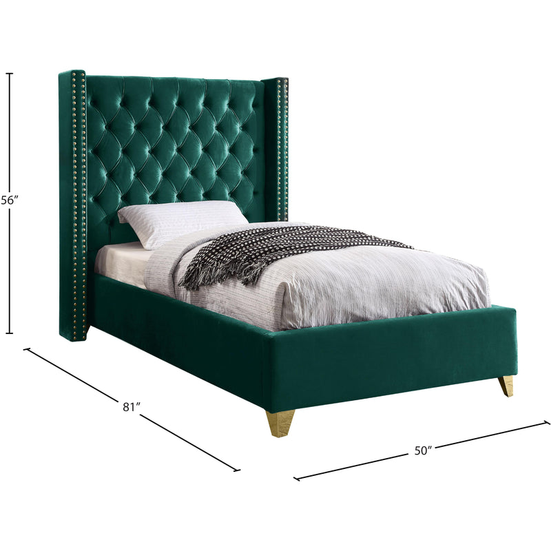Meridian Barolo Green Velvet Twin Bed IMAGE 4