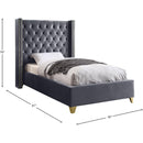 Meridian Barolo Grey Velvet Twin Bed IMAGE 4