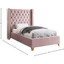 Meridian Barolo Pink Velvet Twin Bed IMAGE 4
