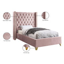 Meridian Barolo Pink Velvet Twin Bed IMAGE 5