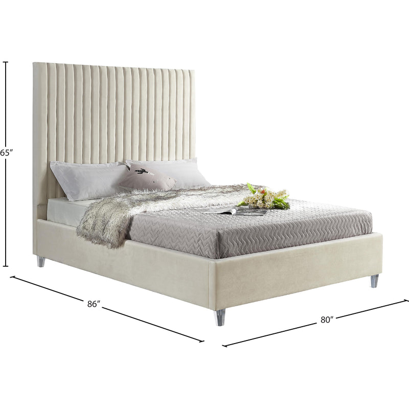 Meridian Candace Cream Velvet King Bed IMAGE 8