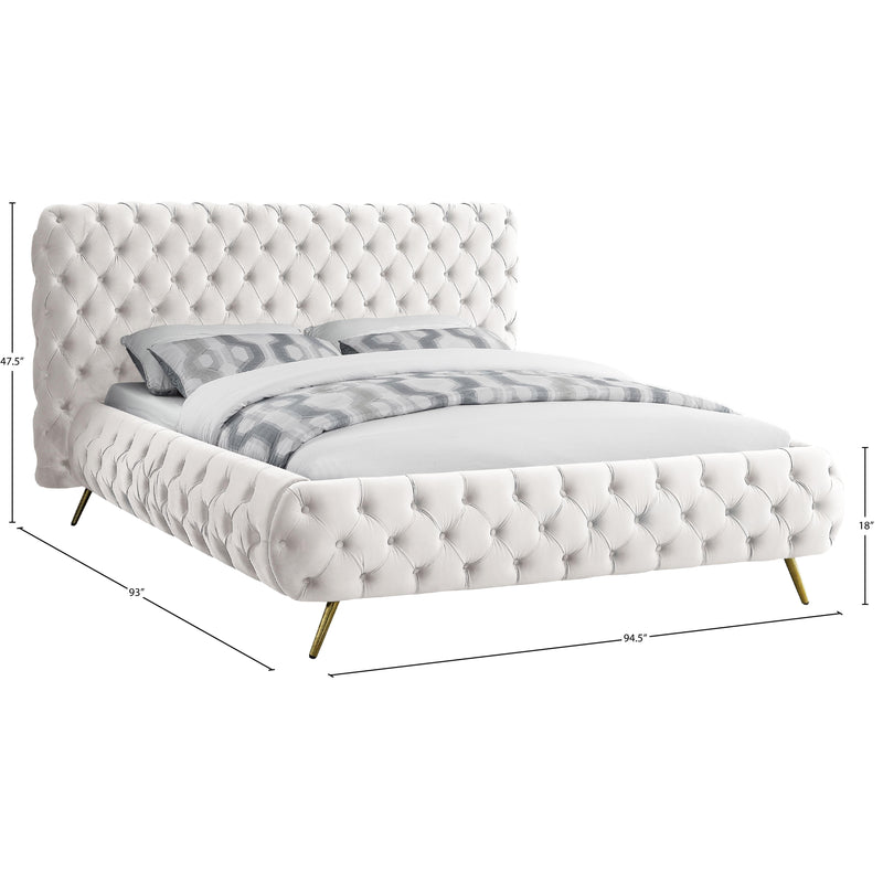 Meridian Delano Cream Velvet King Bed IMAGE 5